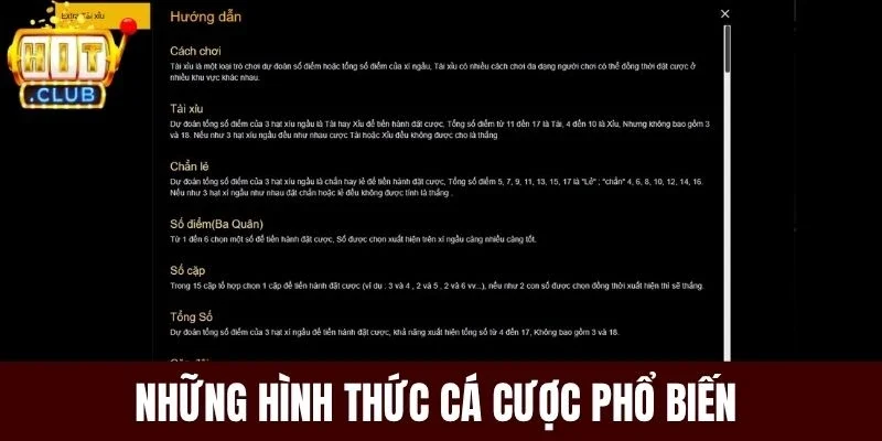 Những hình thức cá cược phổ biến